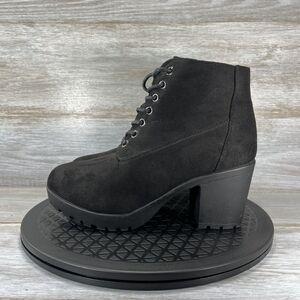 Forever Plus Womens Chunky Heel Platform Side Zipper Booties Size 7.5